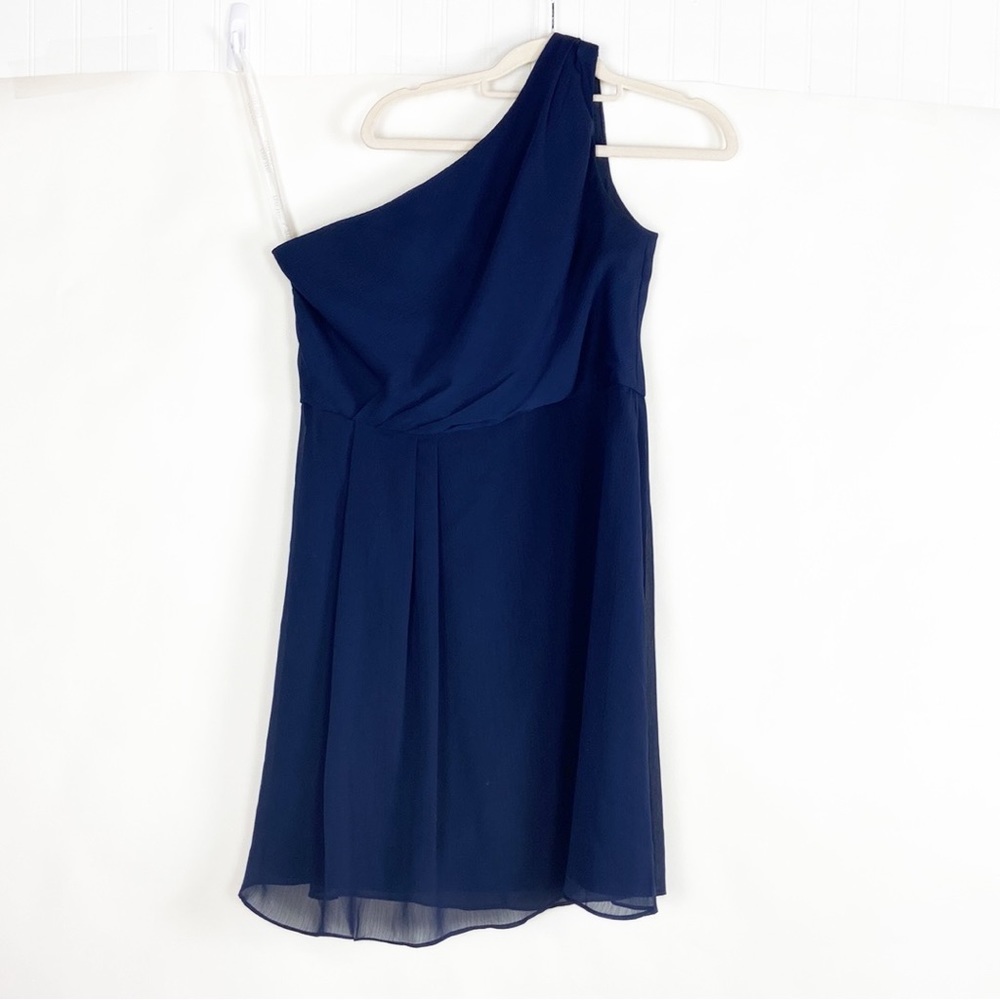 David's Bridal One-Shoulder Navy Blue Cocktail Dress
